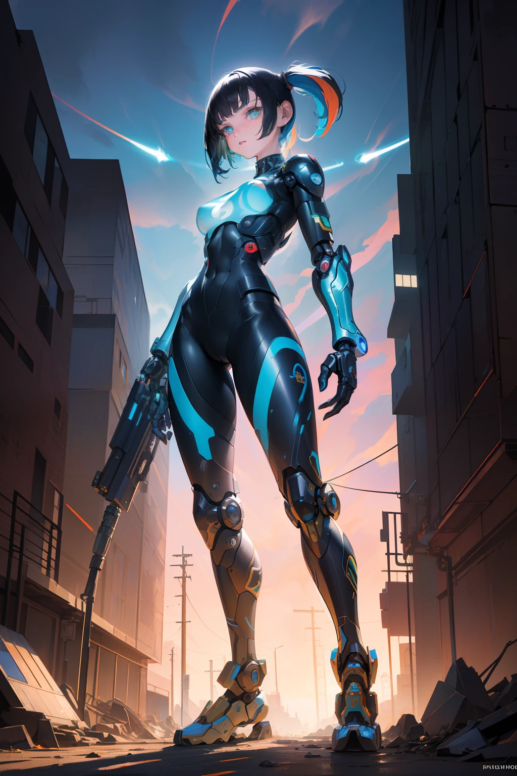 Helmetのデザイン,robot,Android,Primary school students ,Young girl,Pitch Resuit,Sentai Hero,Perfect outfit,Yoga Suit,robotジョイント,Plug Suit,Spacesuit,Full body illustration,Helmet,Face masks,フルFace masksをかぶっている、,Sentai Hero、front view
