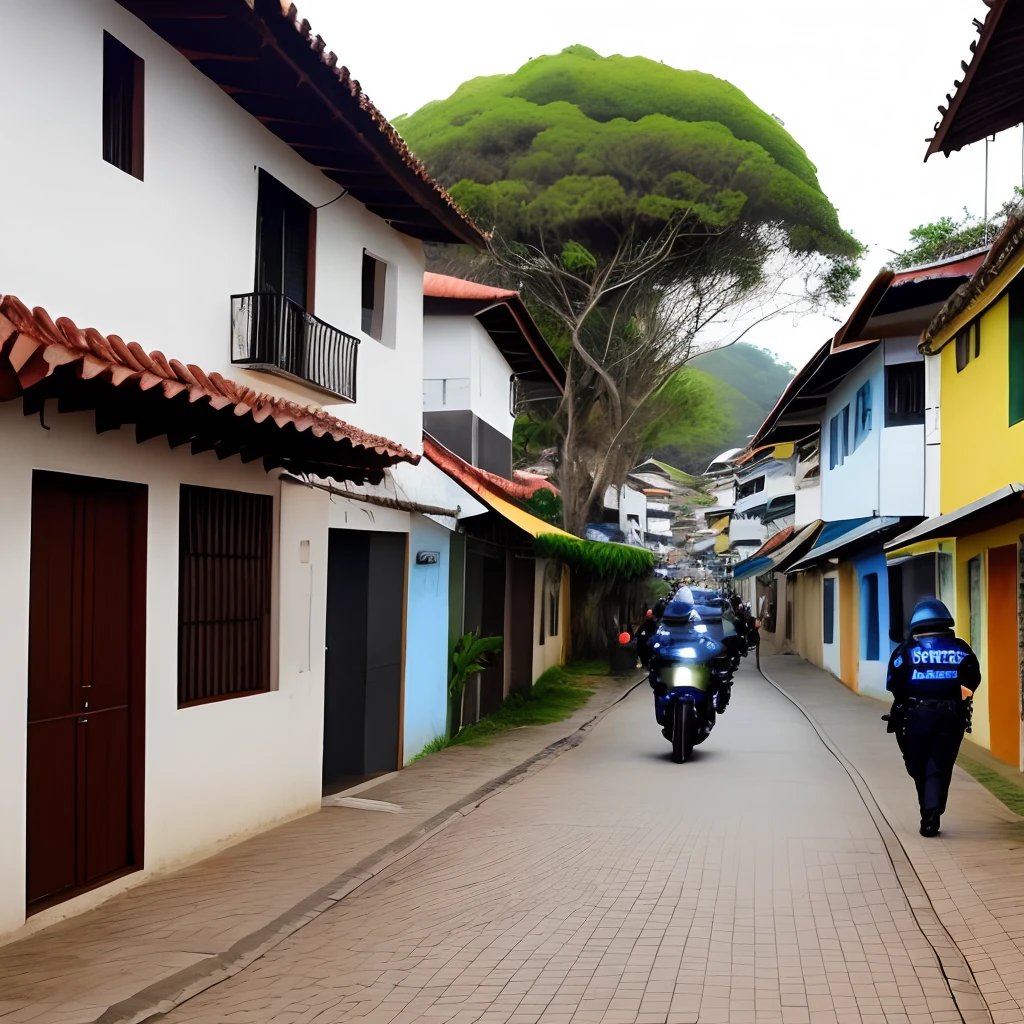 Uma vila no Brasil cheia de mato, Full of police, com estilo vilarejo.