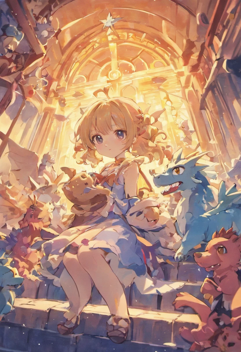 In a magical world of stuffed animals, There lived a stuffed dragon named Drako. He was a very cute dragon, com escamas roxas e olhos brilhantes. He lived alone in a plush castle, mas era feliz assim.
Um dia, A bright light appeared in the sky. Drako looked up and saw a fairy flying towards him.