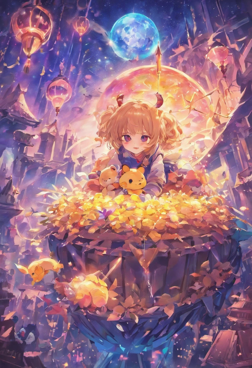 In a magical world of stuffed animals, there lived a stuffed dragon called Drako. He was a very cute dragon with purple scales and bright eyes. He lived alone in a stuffed castle, but he was happy that way.
One day, a bright light appeared in the sky. Drako looked up and saw a fairy flying towards him.