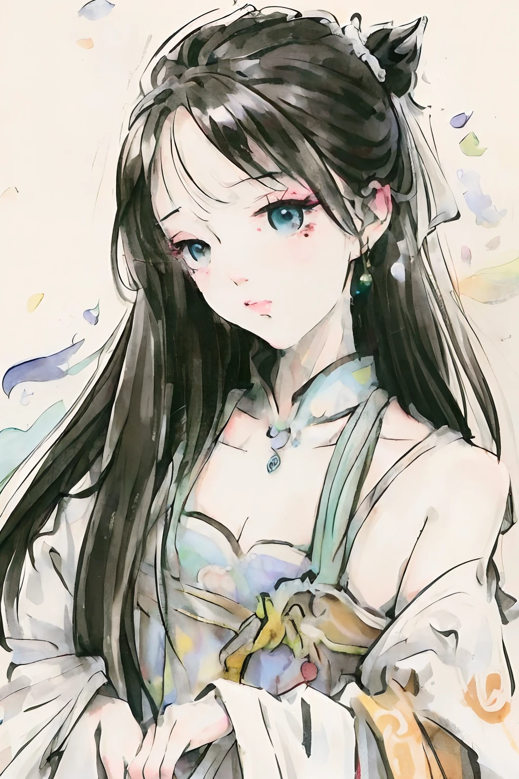 a drawing of a woman with long hair and a blue dress, beautiful alluring anime woman, beautiful anime woman, seductive anime girl, beautiful anime girl, attractive anime girl, pretty anime girl, anime goddess, beautiful anime style, beautiful anime artwork, anime woman, beautiful anime portrait, anime girl, beautiful anime art style, beautiful anime art, beautiful alluring anime