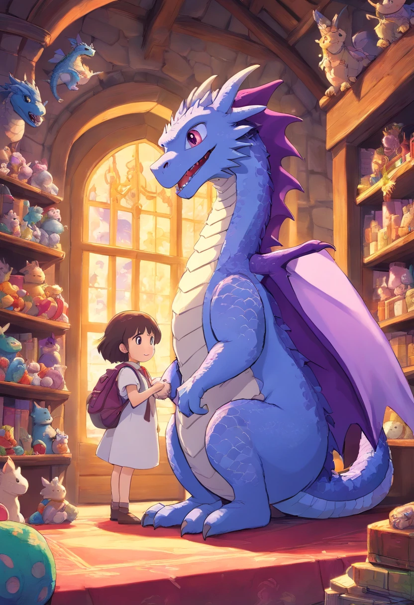 In a magical world of stuffed animals, there lived a stuffed dragon called Drako. He was a very cute dragon with purple scales and bright eyes. He lived alone in a stuffed castle, but he was happy that way.