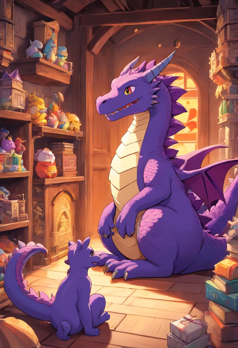 In a magical world of stuffed animals, there lived a stuffed dragon called Drako. He was a very cute dragon with purple scales and bright eyes. He lived alone in a stuffed castle, but he was happy that way.