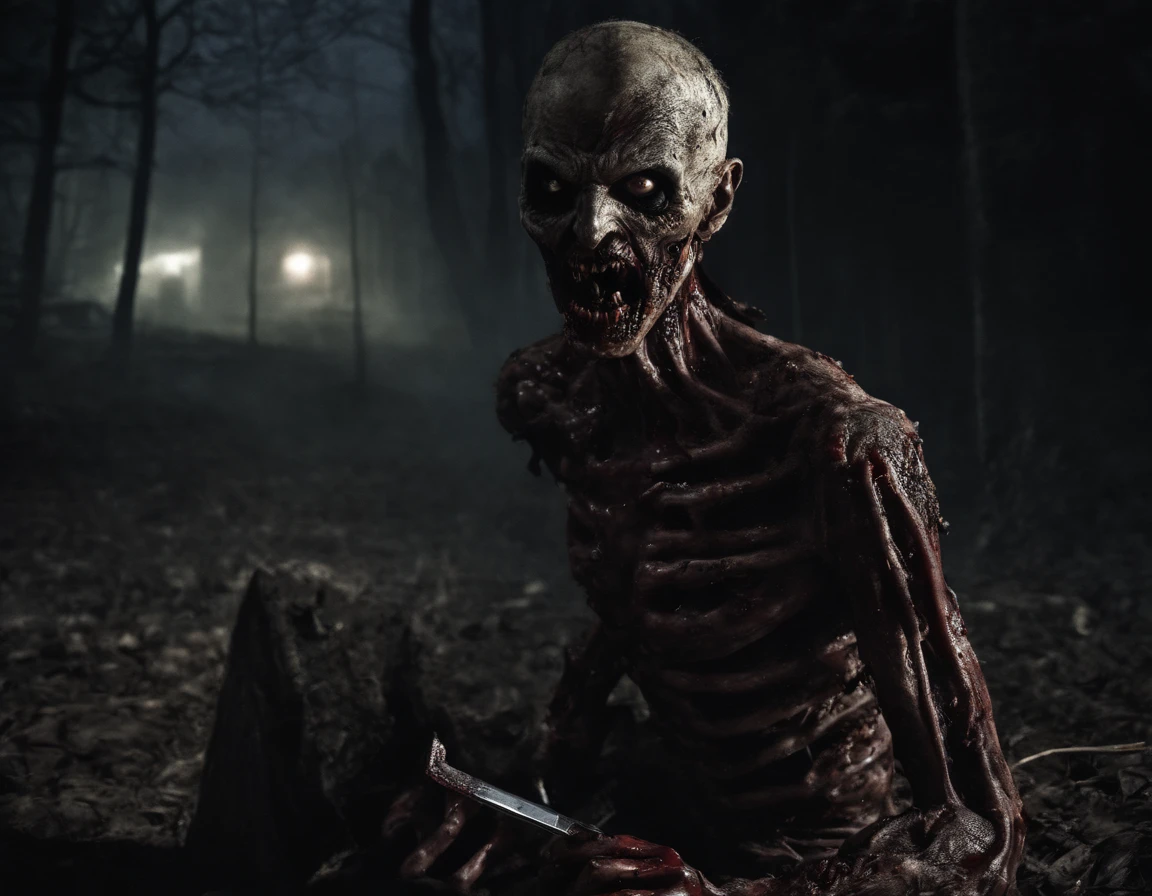 zombies, cemetery, crawling out of grave, creepy, horror, horror movie, eerie, unsettling, night, nightmare, unnerving, night time, midnight, 8k resolution, high definition, defined faces, Ultra hdr rich tones, professional photograph resolution, ultra hd, hyperdetailed faces, rich tones, rich colors, ultra high quality, high definition, high resolution, Freddie Krueger laughing, holding a knife, killing a nude woman, blood, bloody, on bed, bedroom, terrifying, skull, hollow sunken eye sockets