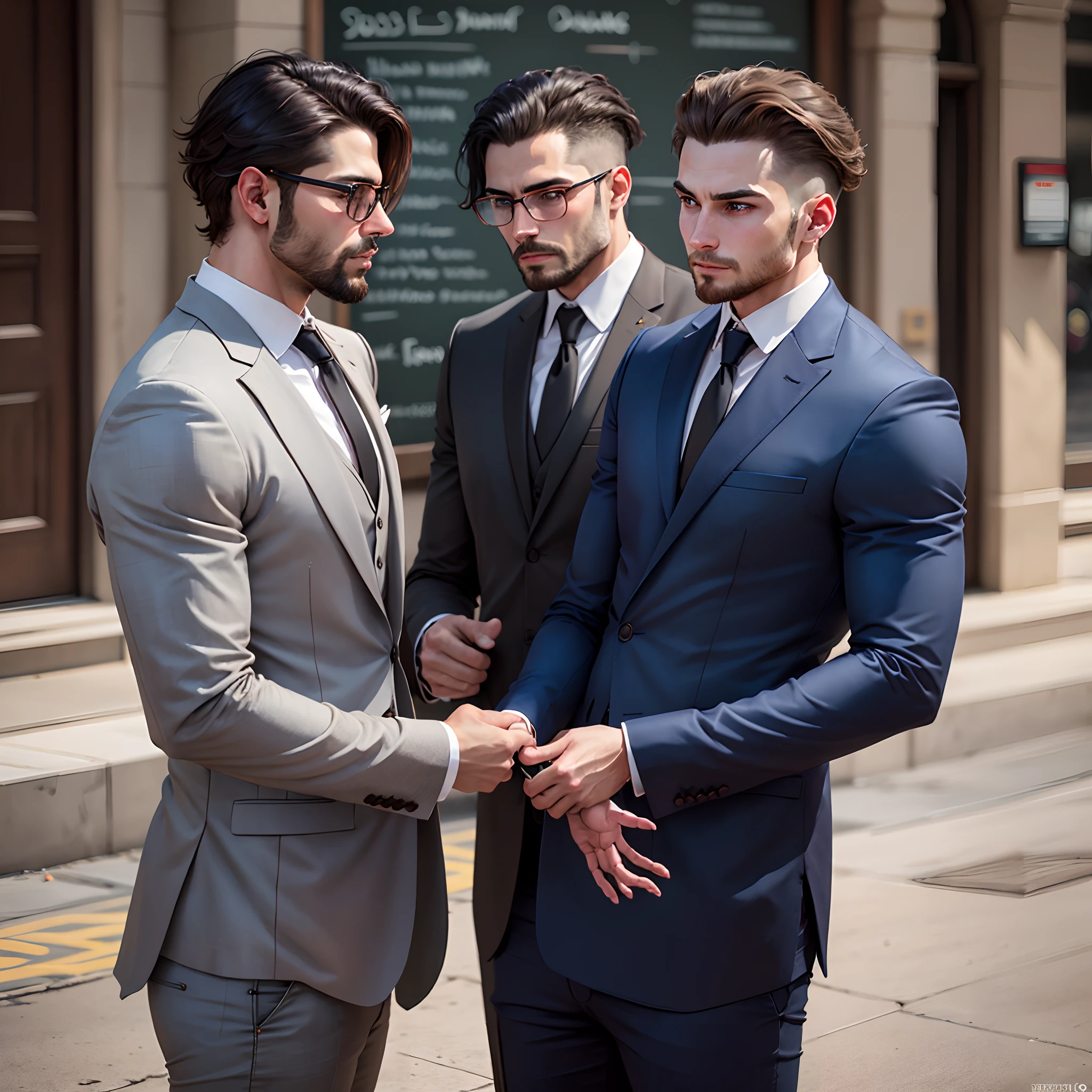 Dos hombres en traje discutiendo sentados frente a frente