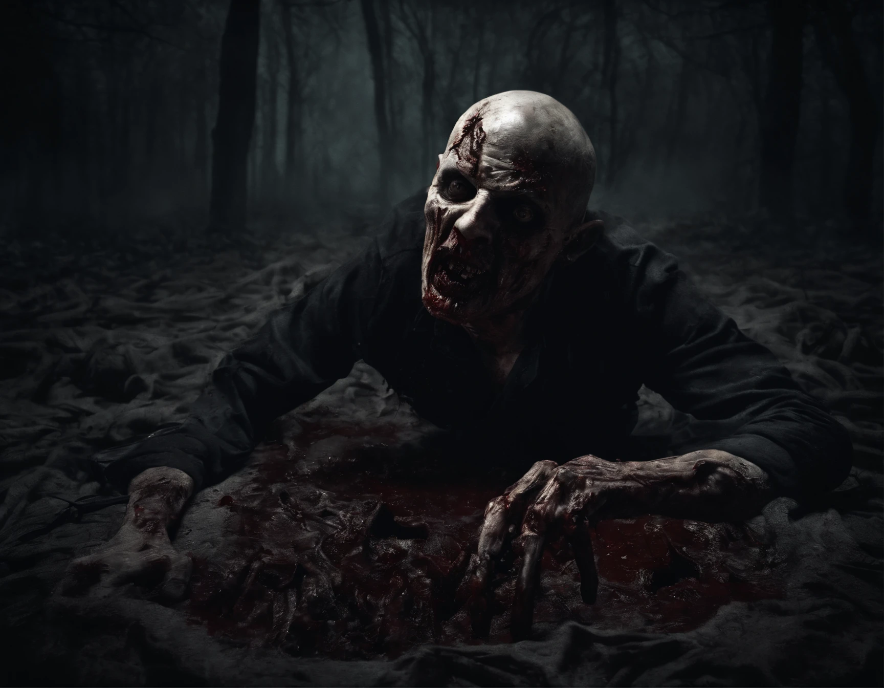 zombies, cemetery, crawling out of grave, creepy, horror, horror movie, eerie, unsettling, night, nightmare, unnerving, night time, midnight, 8k resolution, high definition, defined faces, Ultra hdr rich tones, professional photograph resolution, ultra hd, hyperdetailed faces, rich tones, rich colors, ultra high quality, high definition, high resolution, Freddie Krueger laughing, holding a knife, killing a nude woman, blood, bloody, on bed, bedroom, terrifying, skull, hollow sunken eye sockets