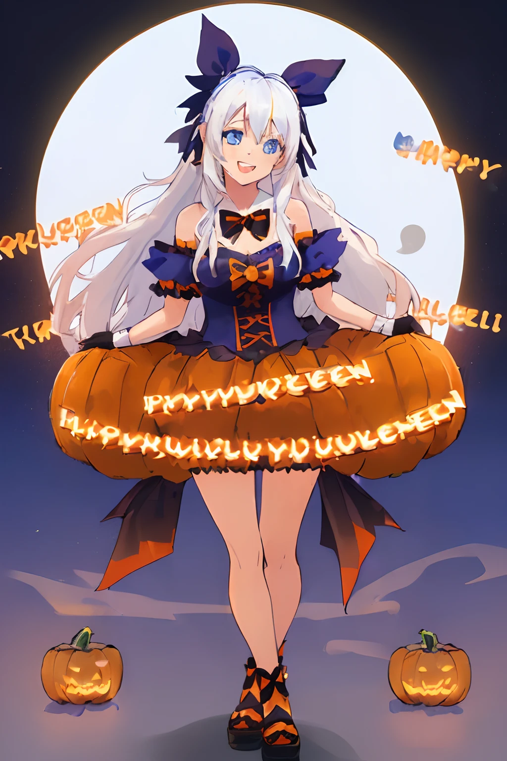 1 girl, (nude,flat chest,nipple,spread your pussy,No correction,NSFW)、Halloween backgrounds、witch hat、Silver hair twintails、Horizontal striped stockings