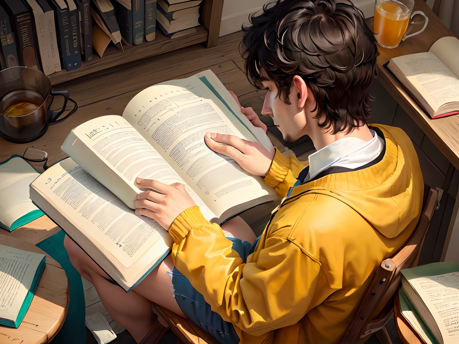 A person reading a book titled "The Piss Manual"