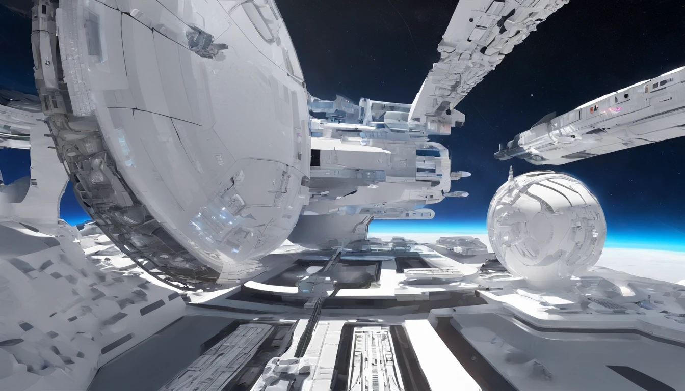 Space Station on a asteroid in the middle of space