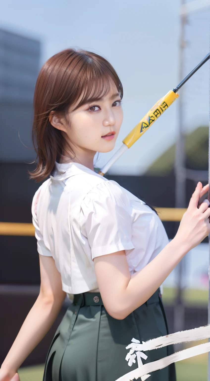 Arafe girl in uniform holding a baseball bat on the field, Korean Girl, beautiful Korean women, Ilya Kuvshinov. 4 k, Trending on CGSTATION, Gorgeous young Korean woman, Beautiful Asian Girl, korean female fashion model, by Yanjun Cheng, Beautiful young Korean woman, trending at cgstation, gorgeous chinese model, Chinese girl