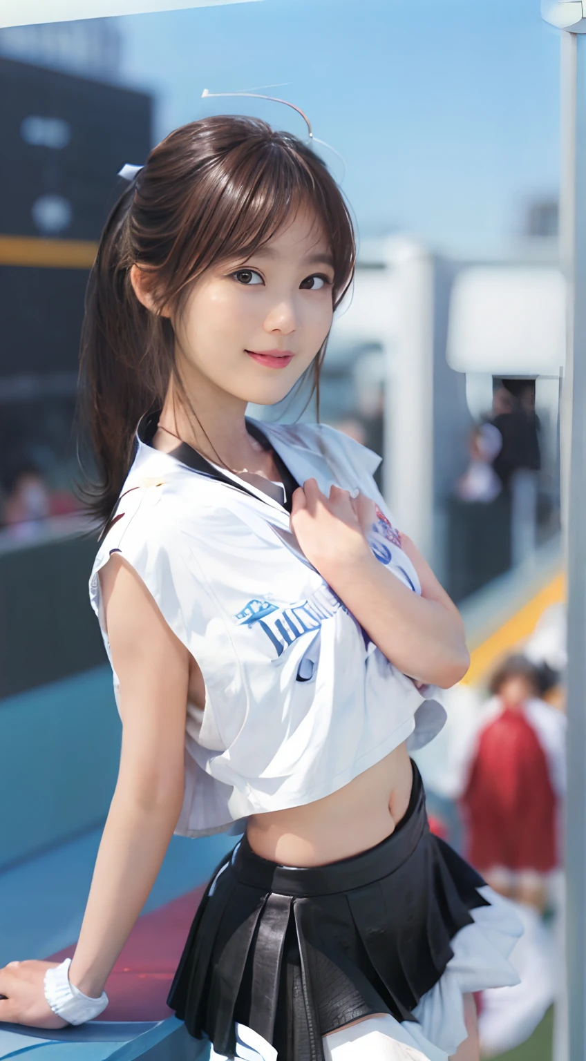 Pubic hair grows、Bikini bra、Red mini skirt、White panty、Smile full of happiness、((:1.3))、、、Panting face、Lacking、After being attacked、Sweating、Expression in a state of excitement、poneyTail、((:1.1))、White panties seem to flicker、((1 beautiful girl)), extremely detailed CG unified 8k wallpaper, Highly detailed, RAW color photo, Professional Photography, Realistic, top-quality、hight resolution、ultra-detailliert、​masterpiece、Raw photography、realisitic、Photorealsitic、extremely delicate and beautiful、finely detail、Textured skin、full-shot、(Sky from below)、1womanl、japanes、18year old、(Professional Baseball Team Cheerleading)、(Cheering seats in the stadium)、(beauitful face:1.5)、Beautiful navel、beautiful thigh、(Showing white panties:1.2)、(Highkick:1.5)、itting open legs、Open your crotch、(Pubic hair sticking out of panties)、Bikini bra、(a miniskirt:1.5)、tall、Brown hair、Wearing makeup、(Bare legs:1.5)、Do not wear anything on your arm、perfectly proportions、(At SFW)Pubic hair grows、Smile full of happiness、((:1.3))、、、Panting face、Lacking、After being attacked、Sweating、poneyTail、((:1.1))、White cotton panties seem to flicker、((1 beautiful girl)), extremely detailed CG unified 8k wallpaper, Highly detailed, RAW color photo, Professional Photography, Realistic, top-quality、hight resolution、ultra-detailliert、​masterpiece、Raw photography、realisitic、Photorealsitic、extremely delicate and beautiful、finely detail、Textured skin、full-shot、(Sky from below)、1womanl、japanes、18year old、(Professional Baseball Team Cheerleading)、(Cheering seats in the stadium)、(beauitful face:1.5)、(Showing white panties:1.2)、(Highkick:1.5)、itting open legs、Open your crotch、(Pubic hair sticking out of panties)、Cheering uniform、(Black leather miniskirt:1.5)、tall、Brown hair、Wearing makeup、(Bare legs:1.5)、Nothing on the arm３Do not wear、perfectly proportions、(At SFW)