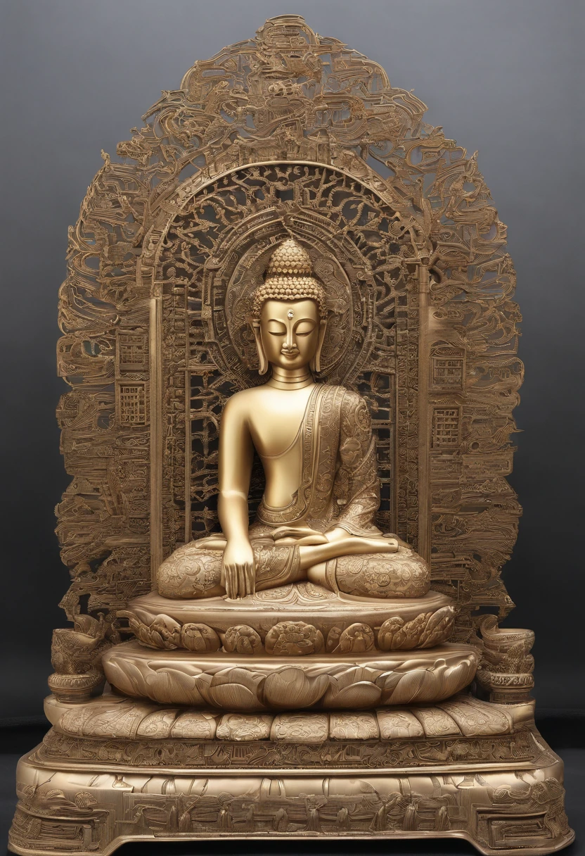 There is a Buddha statue sitting in a stone structure, Mogao Grottoes, buddhist art, buddhist architecture, Buddha, Buddhist, a Buddhist Buddha, Guanyin, Buddhism, bodhisattva, stone carvings, Ancient Chinese architecture, underground temple, ancient china art style, contented female bodhisattva, guanyin of the southern seas