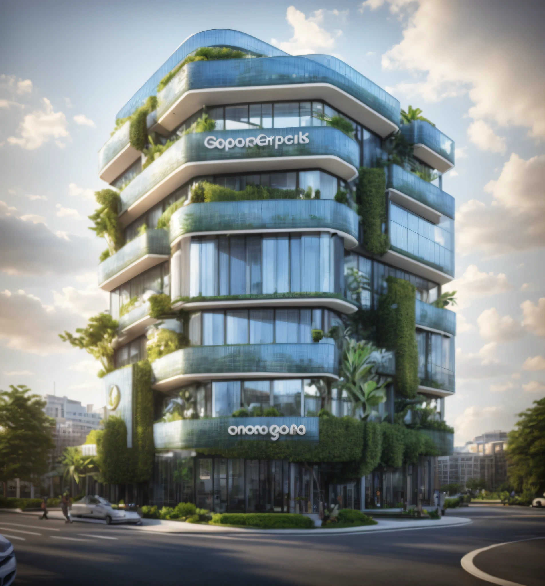 a rendering of a building with a lot of windows and plants on the side, vincent callebaut composition, wide angle exterior 2022, modern lush condo as shopfront, vincent callebaut, <3d eco brutalist, vegetal architecture, organic architecture, rounded architecture, organic buildings, ocatane render, arborescent architecture