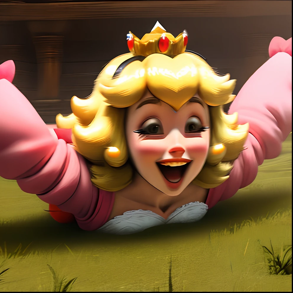 princess peach, looking at viewer, selfie, 3d, penis at face, foreskin, licking penis, closed eyes, tongue