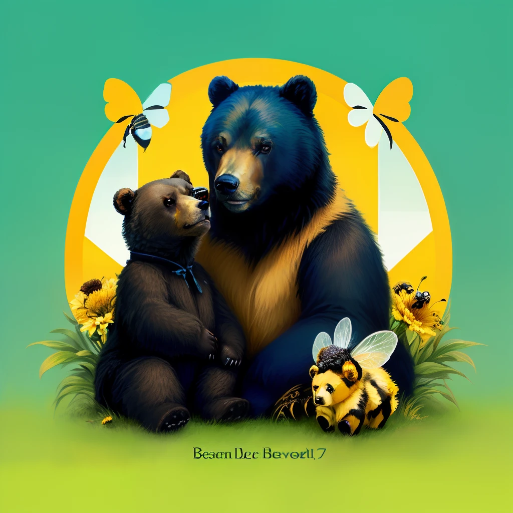 Bear and bee logo