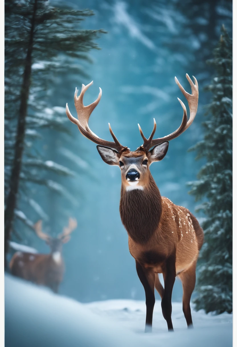 magical deer in the north pole