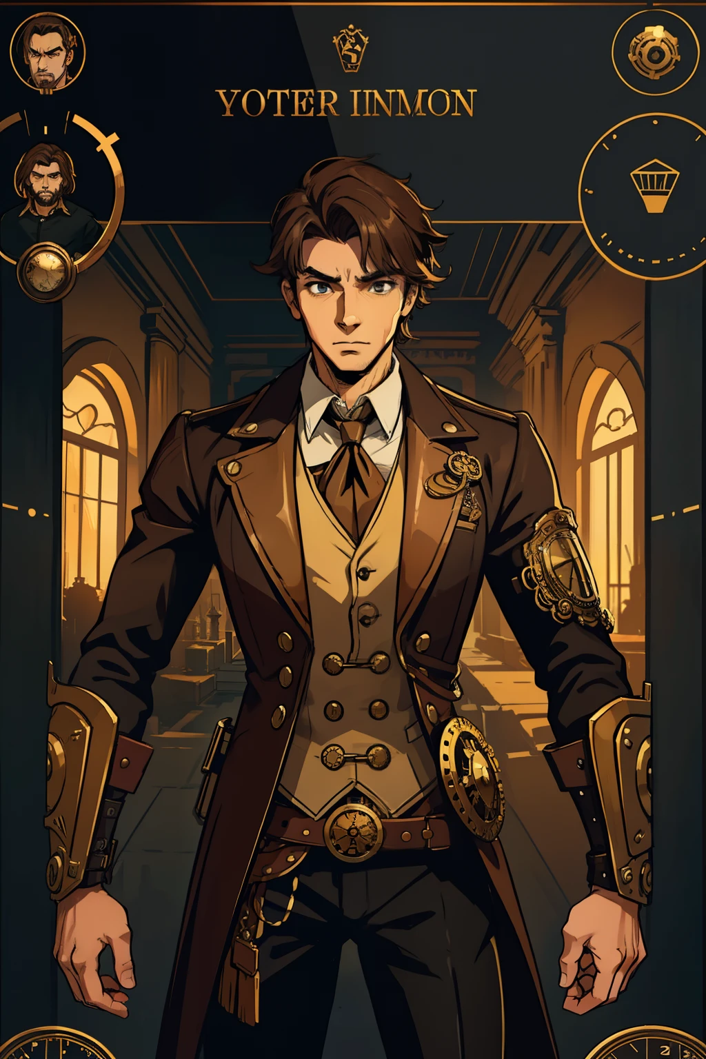 1 Homem lindo Steampunk, user interface, jogo, non human.