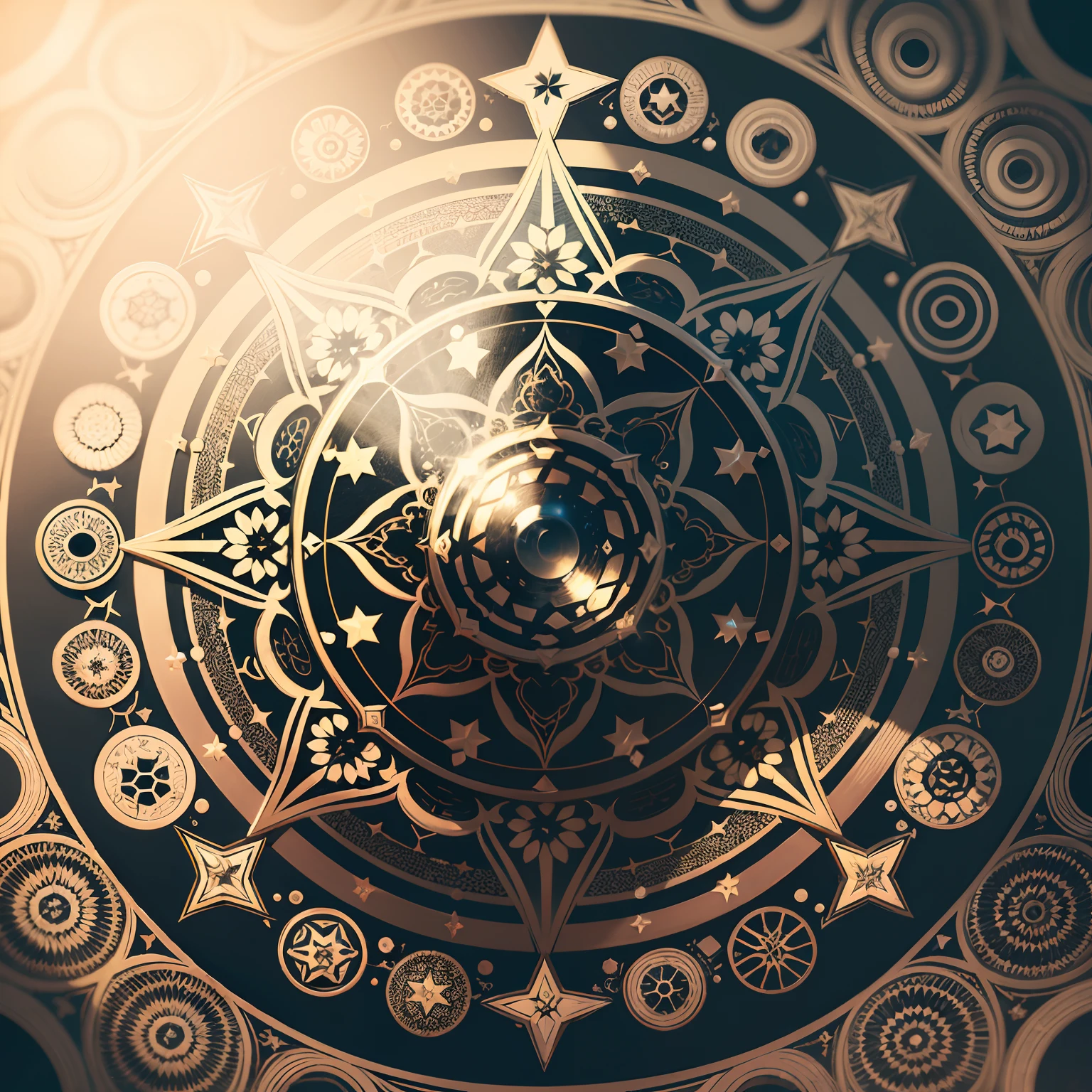 logotipo, ((estrela)), (((Magic))), magical circles, mandala, abstrair, fractal, pattern, amarelo, criativo, art-station, vetor, proportion Aurea