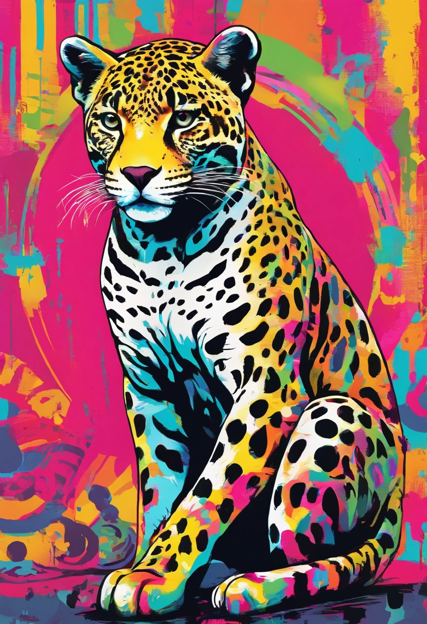a painting of a jaguar kitten trending in the art station, dressed in punk clothes, detailed hyper realistic rendering, Mayan art style, street style, intimidating pose, planet of the cats, clothes with fashion, urban samurai, meow, west slavic features, 8 1 5, animations