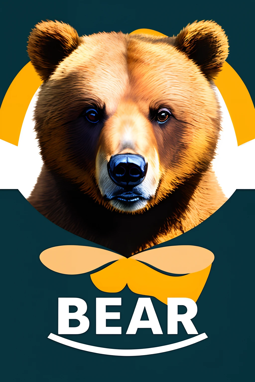 A bear business logo with a bee next to its nose