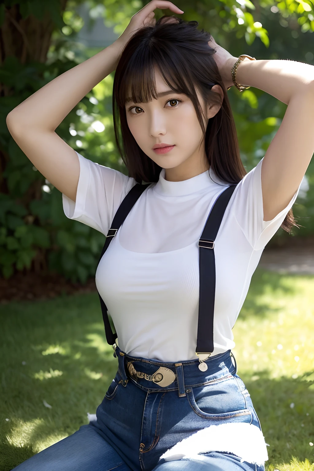 masterpiece、top-quality、The ultra -The high-definition、、colourfull、flat-colors、depth of fields、lens flare 1 girl、、A dark-haired、watching at viewers Black Cutter Shirt a belt black suspenders Social OL ample bosom JINS jeans Face sitting
Waiting to start Armpit sweat perspiring Side of both hands huge-breasted Interparial