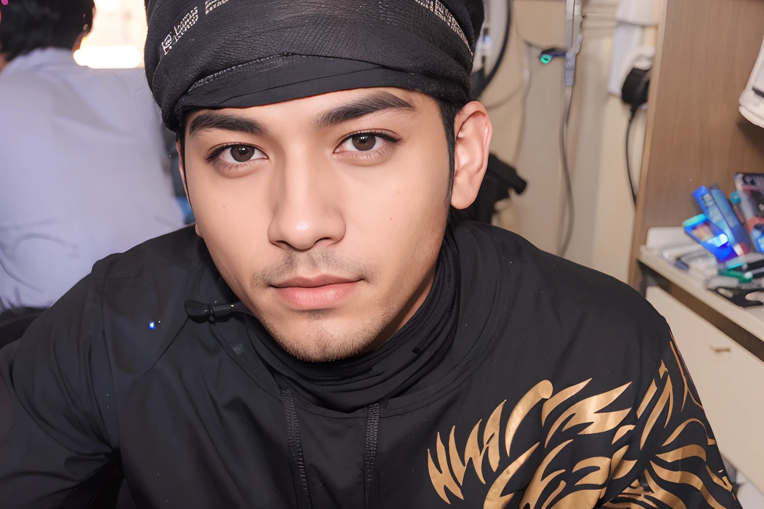 Change background cyberpunk handsome boy, realistic face, kalma realistic