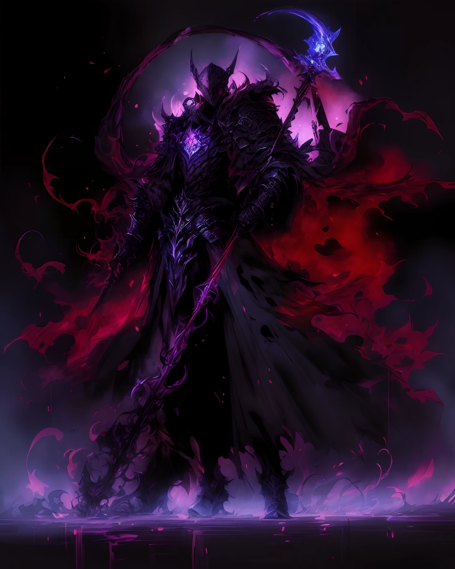 A demon in armor, dark souls art style, dark fantasy style art, beautiful male god of death, berserk art style, dark fantasy character design, bloodborne art, Epic fantasy art style, the Dark Lord, Lich Vikner (D&D), dark fantasy art style, in the style dan mumford artwork,The Great Emperor of Darkness,(Golden flame)