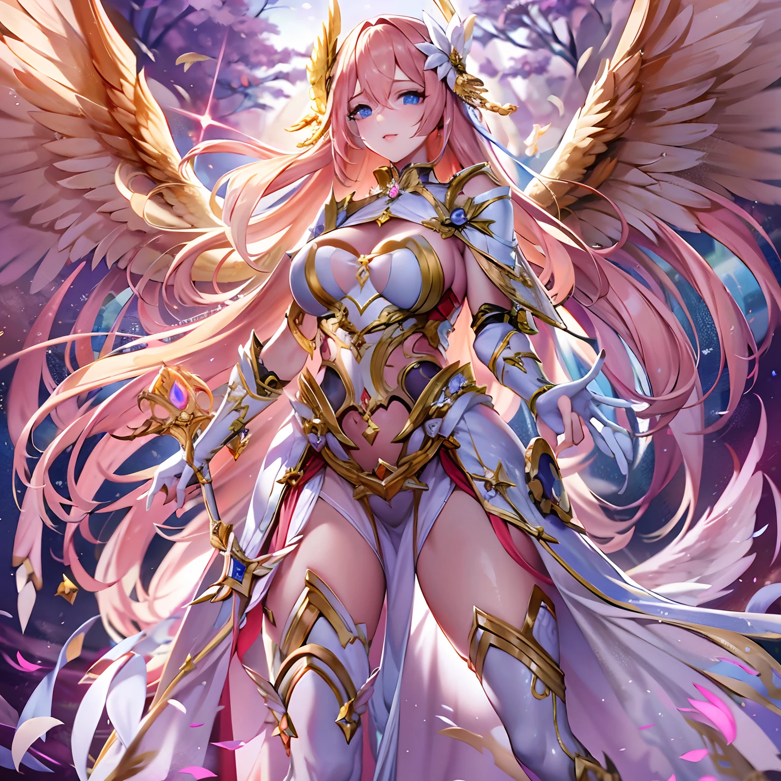 Quality over 8K, a female angel,Sexy,Long Blonde Hair,Anime,Goddess,Symmetrical blue eyes,Ultra detailed eyes,Transparent lingerie,forest,Sword,golden wings,Full body,hyperdetailed lips, hyperdetailed face, Double eyelids, Ultra Detailed feet,で,Beautiful legs,Tight boots,Full Leg Priestess、valkyrie、Angel wings、a navel、sideboob barbosa、with an intricate、Particles of light、thighs thighs thighs thighs、shinny skin、Perfect litthing、1girl in、looking at the viewers、Winged headgear、pelvis curtain、A smile、(masterpiece)、(top-quality)、Very gigantic-breasts、maternal、Porcelain Skin、honey blonde hair、Very long hair、hair wavy(valkyrie,Paladin:0.6),Angel wings,with an intricate, Perfect Lighting, Looking at Viewer,(masutepiece), (Best Quality)(valkyrie,Paladin:0.6),Angel wings,with an intricate, Perfect Lighting, Looking at Viewer,(masutepiece), (Best Quality)(ValkyrieArmor:0.5),(Winged headgear:1.1),School Girl,,with an intricate, Perfect Lighting, 1girl in, Ponytail, Looking at Viewer, Smile, snulight,creek,blazing(masutepiece), (Best Quality),thighs thighs thighs thighs 、a beauty girl,red color mecha,As graceful as a swan,Enchanting,Long grey hair,Red body,Fluorescence line,White hands,lab room,FutureTech,Red indicator light on the body,Full body photo,standing on your feet,dreamy scene,,dyna,super detailing,Cell shade,8K detail post-processing,magnifica,hyperphotorealism,8K,epic composition,intricate-detail,unrealengine,Flying,Laser Cannon,Holy Angel Mecha,Mechanical exoskeleton,whaite hair,golden pupils,flower sea,Eventide,Angel Maiden,Angel wings,White long skirt,war,Top quality combat stance, 4K, masutepiece :1.3), short petite pretty woman, Blue-haired、Curly hair、length hair、Colossal tits、 Ultra-detailed face、maid clothes、Detailed eyes, sluttish, Pose Seductive, Smooth skin, (huge-breasted), Round breasts、red blush。kawaii、Shy、1 crying face、nightcity、Sateen、Kimono without sleeves、A dark-haired、Holding a weapon with blood on it、Looking at the camera、Cherry blossoms are d