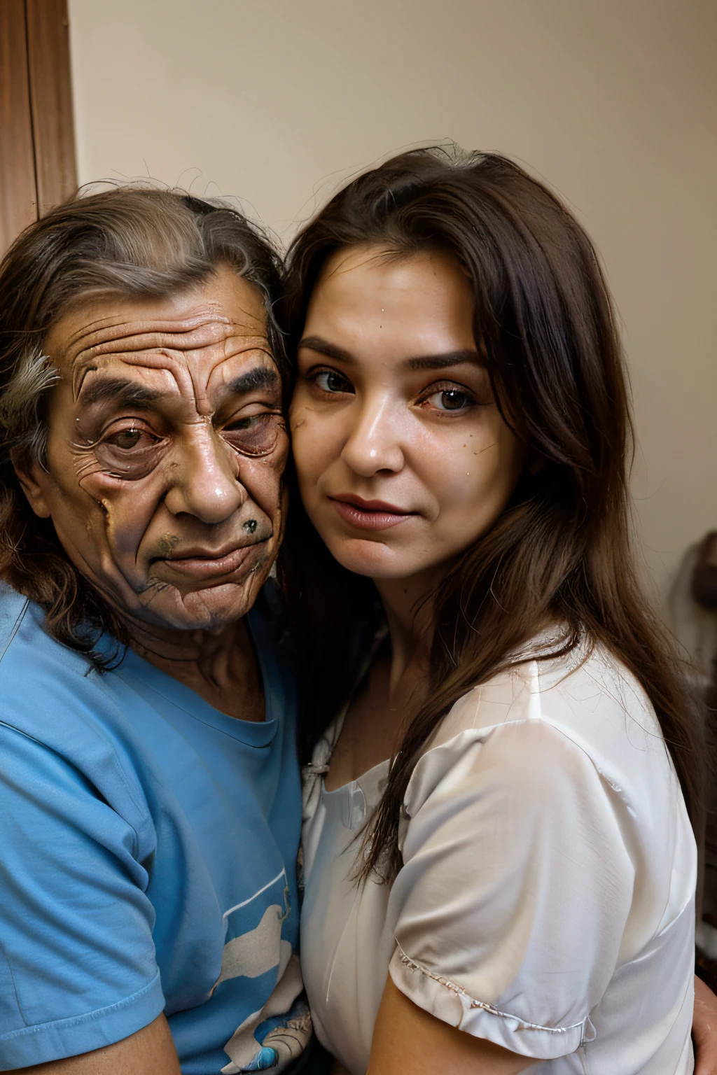 ENVELHECER O ROSTO DO HOMEM, Wrinkled Skin, ENVELHECIDA, QUIRKY AND FUNNY EXPRESSION. THE WOMAN REMAINS AS SHE IS IN THE IMAGE