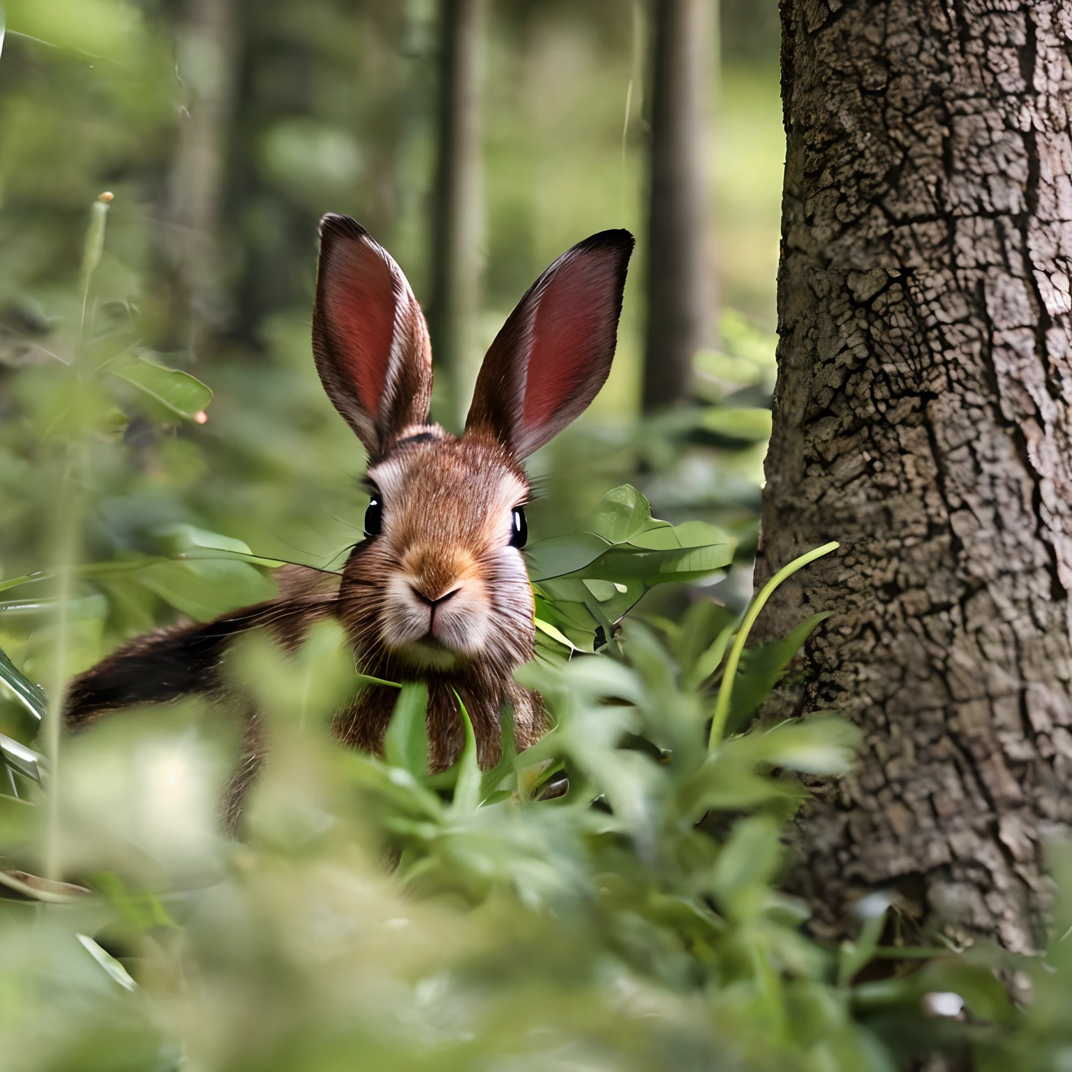 a cute bunny,Watch the map and hike through the forest
