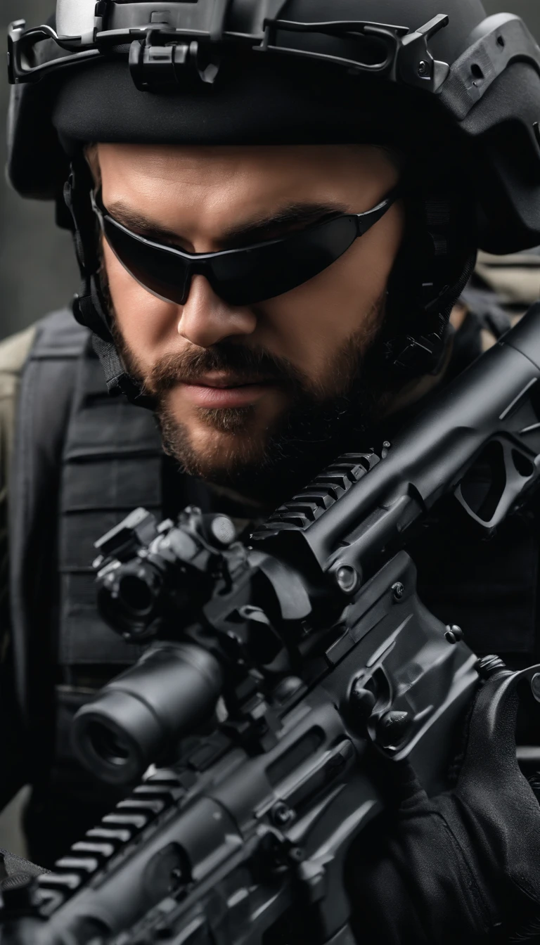 (Best quality,4K,8K,A high resolution,Masterpiece:1.2),Ultra-detailed,(Realistic,Photorealistic,photo-realistic:1.37), One of them wore a black SWAT uniform,Man in black helmet, A man in a black mask holds a gun, Air rifle CQB, French Special Operations, realistic soldiers, Soldiers in tactical equipment, tactical gear, cinematic —ar 16:9, realistic military equipment, Tactical armor, Black tactical equipment, combat outfit, Futuristic soldier costume, special forces security(Best quality,4K,8K,A high resolution,Masterpiece:1.2),Ultra-detailed,(Realistic,Photorealistic,photo-realistic:1.37), One of them wore a black SWAT uniform,Man in black helmet, A man wearing a black skull mask holds a gun, assault rifle,CQB, French Special Operations, realistic soldiers, Soldiers in tactical equipment, tactical gear, cinematic —ar 16:9, realistic military equipment, Tactical armor, Black tactical equipment, combat outfit, Futuristic soldier costume, special forces security,FBI official,Zombie crisis,Zombie background,There was chaos,Police shoot at zombies