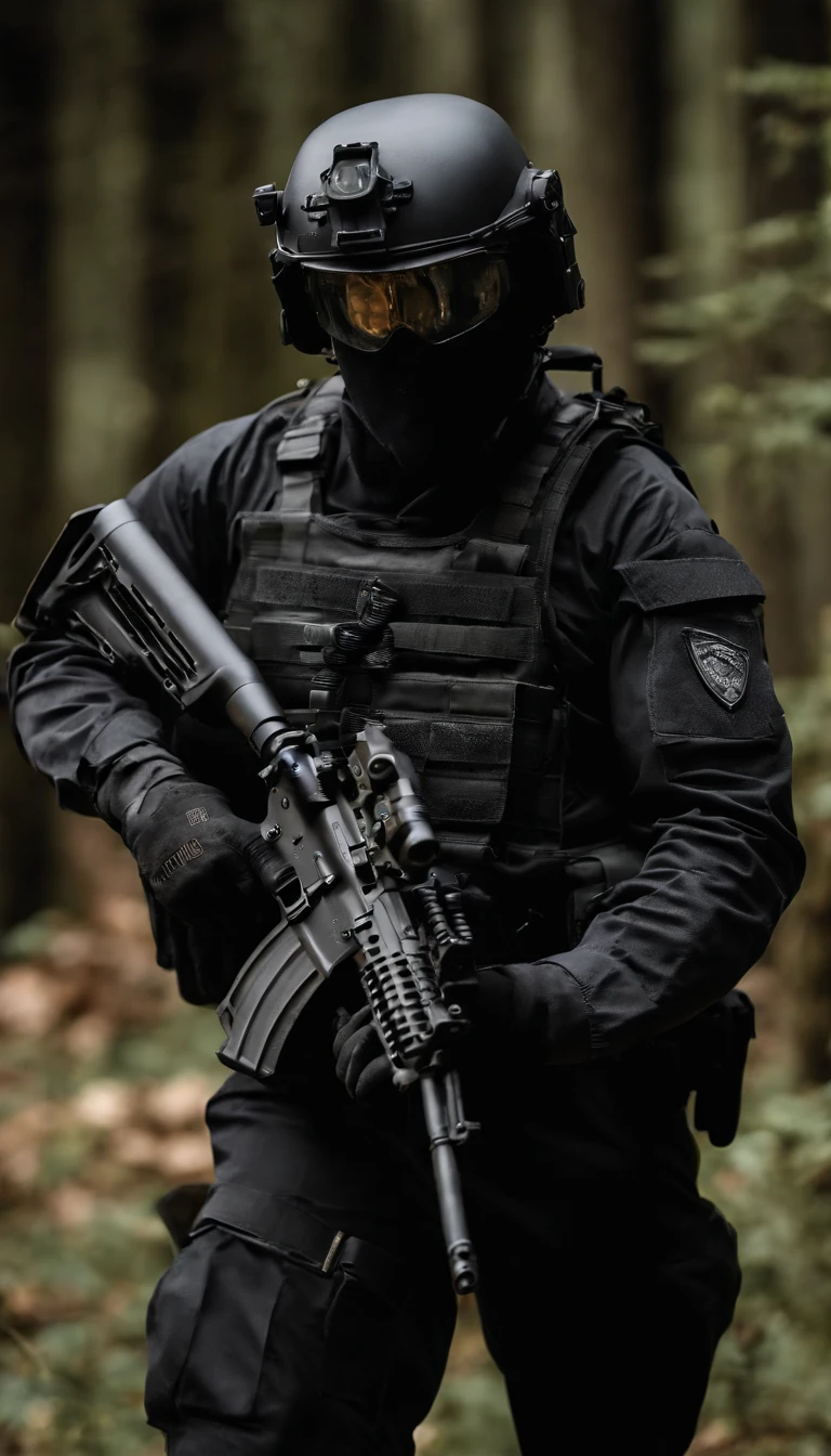(Best quality,4K,8K,A high resolution,Masterpiece:1.2),Ultra-detailed,(Realistic,Photorealistic,photo-realistic:1.37), One of them wore a black SWAT uniform,Man in black helmet, A man in a black mask holds a gun, Air rifle CQB, French Special Operations, realistic soldiers, Soldiers in tactical equipment, tactical gear, cinematic —ar 16:9, realistic military equipment, Tactical armor, Black tactical equipment, combat outfit, Futuristic soldier costume, special forces security(Best quality,4K,8K,A high resolution,Masterpiece:1.2),Ultra-detailed,(Realistic,Photorealistic,photo-realistic:1.37), One of them wore a black SWAT uniform,Man in black helmet, A man wearing a black skull mask holds a gun, assault rifle,CQB, French Special Operations, realistic soldiers, Soldiers in tactical equipment, tactical gear, cinematic —ar 16:9, realistic military equipment, Tactical armor, Black tactical equipment, combat outfit, Futuristic soldier costume, special forces security,FBI official,Zombie crisis,Zombie background,There was chaos,Police shoot at zombies