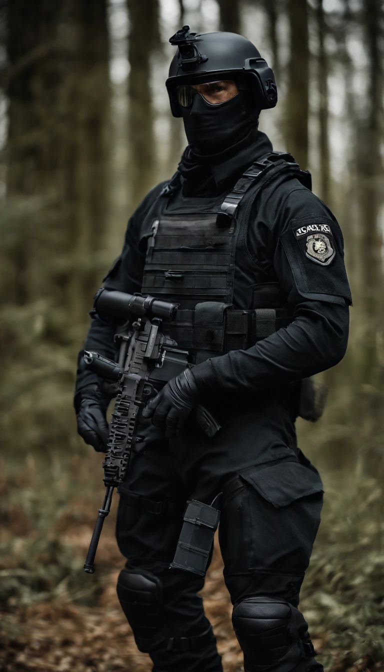 (Best quality,4K,8K,A high resolution,Masterpiece:1.2),Ultra-detailed,(Realistic,Photorealistic,photo-realistic:1.37), One of them wore a black SWAT uniform,Man in black helmet, A man in a black mask holds a gun, Air rifle CQB, French Special Operations, realistic soldiers, Soldiers in tactical equipment, tactical gear, cinematic —ar 16:9, realistic military equipment, Tactical armor, Black tactical equipment, combat outfit, Futuristic soldier costume, special forces security(Best quality,4K,8K,A high resolution,Masterpiece:1.2),Ultra-detailed,(Realistic,Photorealistic,photo-realistic:1.37), One of them wore a black SWAT uniform,Man in black helmet, A man wearing a black skull mask holds a gun, assault rifle,CQB, French Special Operations, realistic soldiers, Soldiers in tactical equipment, tactical gear, cinematic —ar 16:9, realistic military equipment, Tactical armor, Black tactical equipment, combat outfit, Futuristic soldier costume, special forces security,FBI official,Zombie crisis,Zombie background,There was chaos,Police shoot at zombies