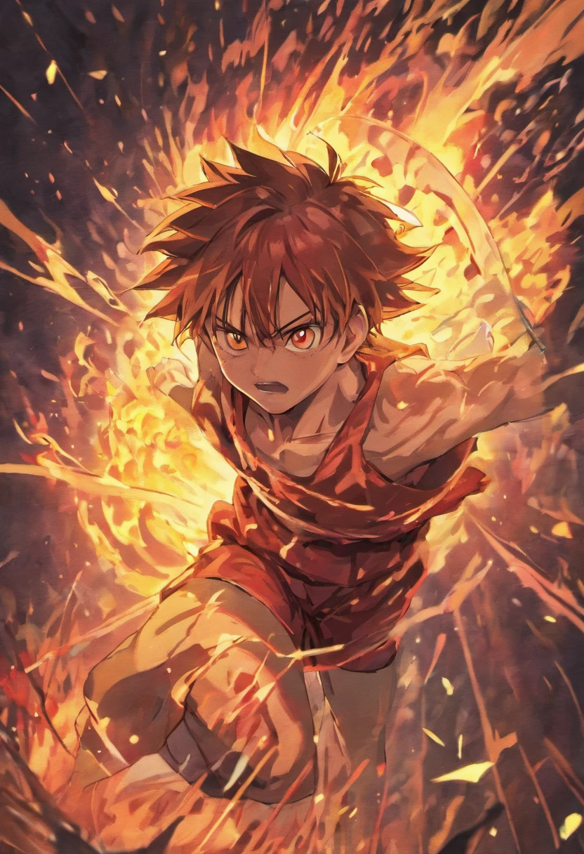 Design a gripping poster，Featuring Luffy in the fifth gear "One Piece" In the heat of the moment. Capture the essence of his burning determination and indomitable spirit，For he unleashed his anger on his enemies. Keep it short, Bold, And strongly convey the raw power of Luffy's anger.