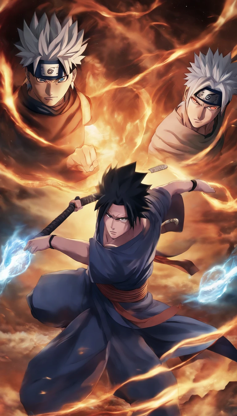 Sasuke is fighting Naruto with the eyes of reincarnation