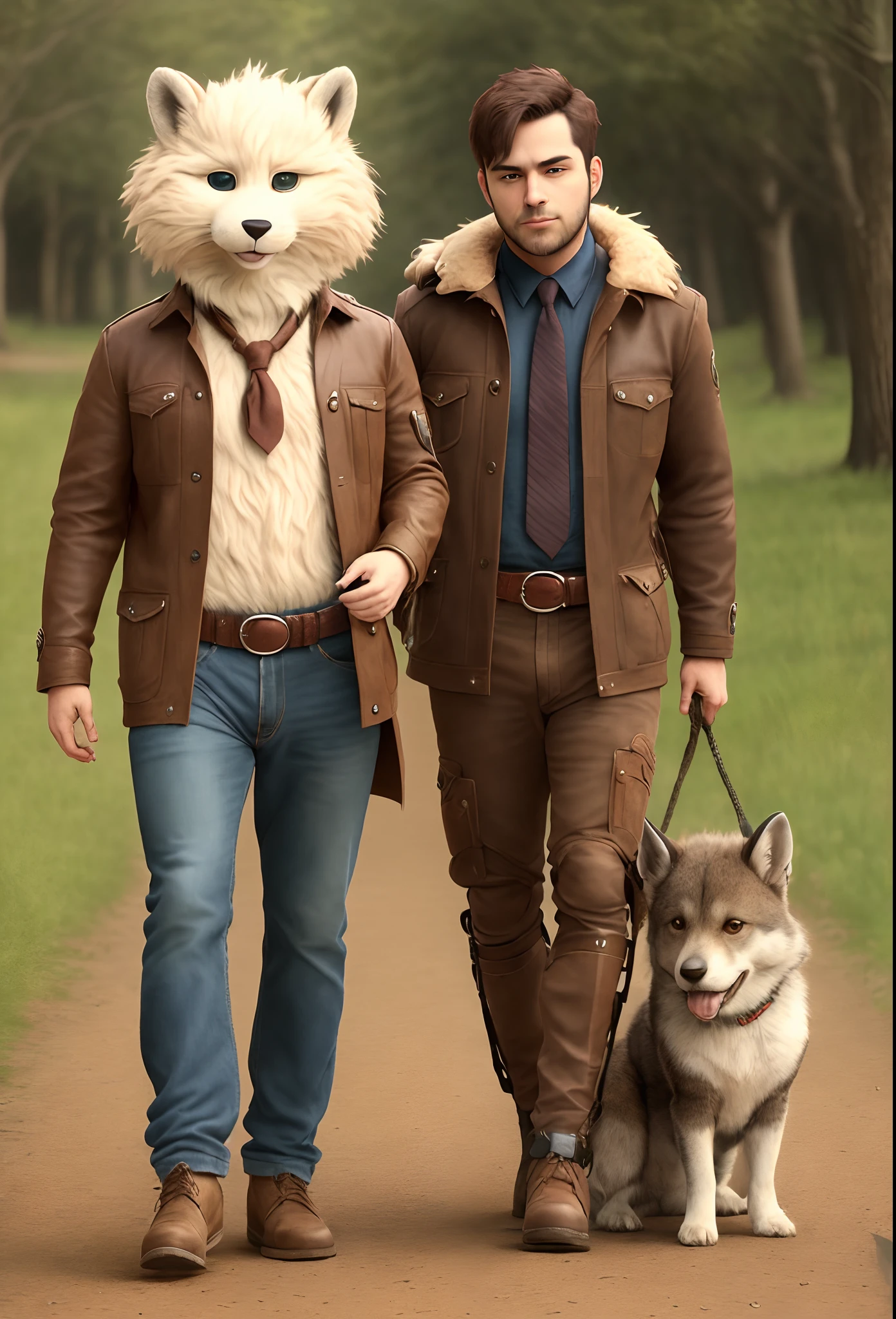 Anthropomorphic furry animal male with a canine that has a sheath and knot