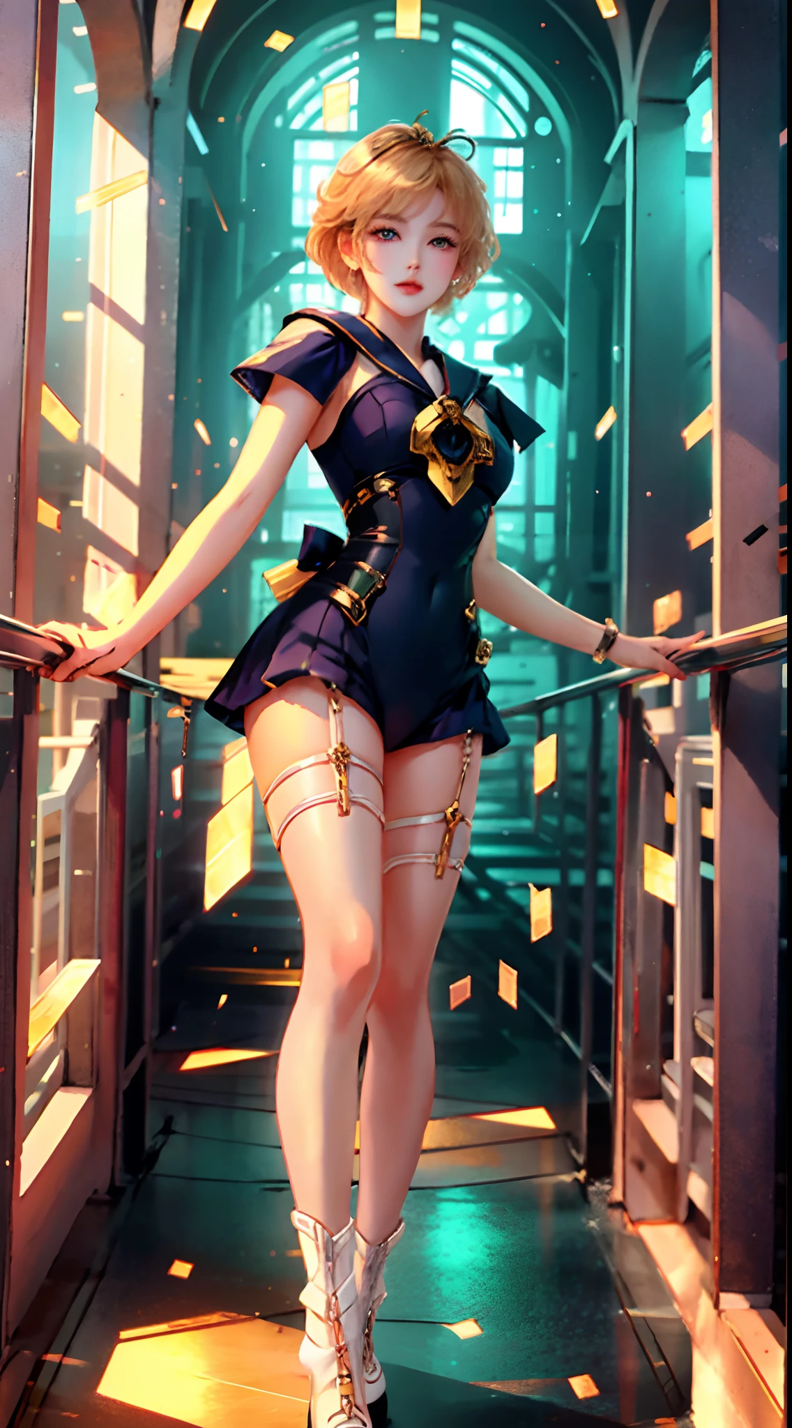 Pin-up of Sailor Uranus where her soles are exposed outward