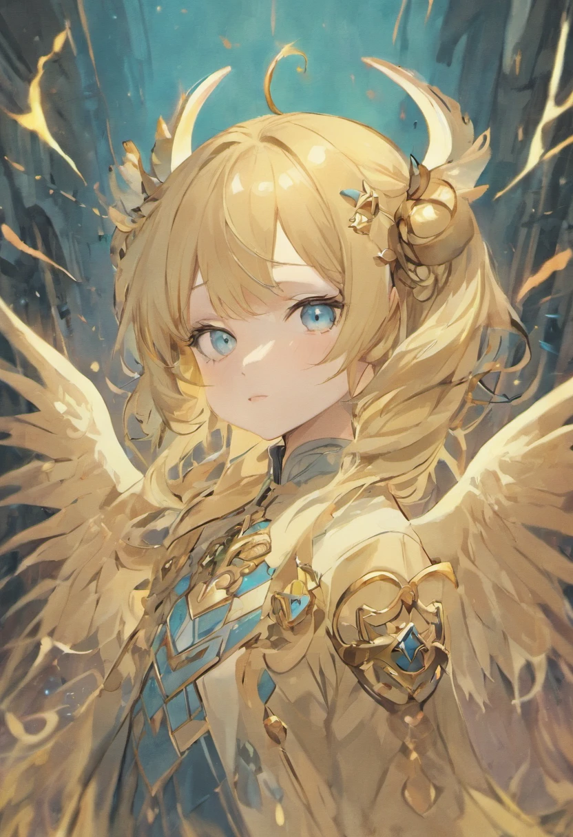 White background,Goat horns,Horse Ears,Light blonde curls,blue color eyes,centaur horse,Western elements,reasonable design,Clear lines,(linear art,Mono Color),freshen,forest theme,girl