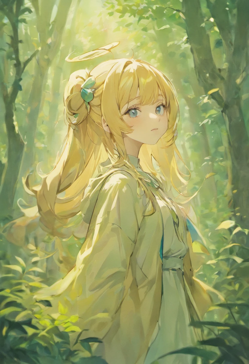 White background,Goat horns,Horse Ears,Light blonde curls,blue color eyes,The upper body is human,The lower body is a horse,Western elements,reasonable design,Clear lines,(linear art,Mono Color),freshen,forest theme,girl,Whole body diagram