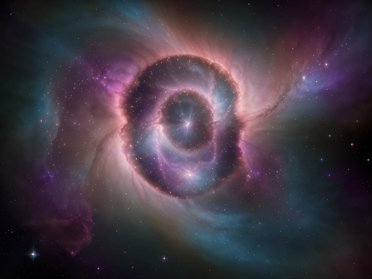 In a mesmerizingly ethereal composition, a nebula drifter dances in a cosmic ballet of vibrant colors and intricate patterns. The abstract pinhole photograph captures the essence of this elusive celestial wanderer, showcasing its delicate tendrils of stardust and swirling clouds of nebulous gas. The image displays impeccable clarity and fine detail, revealing the shimmering hues of purples, blues, and pinks that gracefully blend together. Every stroke of light seems to emanate a sense of otherworldly beauty, inviting viewers to explore the depths of the vast and wondrous universe.