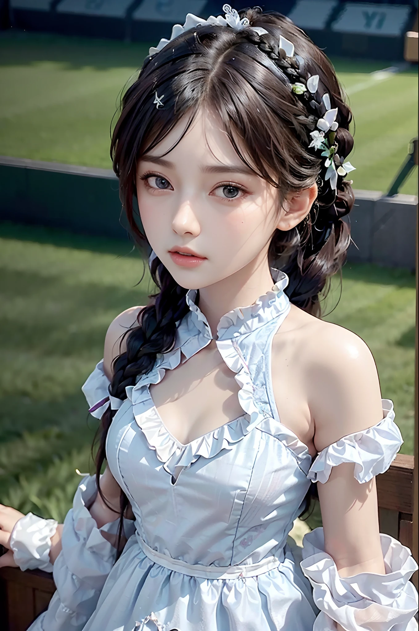 masterpiece, 最high quality, RAW Photos, absurdes, alone, beautiful girl, , (Small breasts:1.2), (Cleavage:1.2)、Breast flash, puffy nipples , (topless:1.3), Spilled Breasts,、8K, View Viewer, Pigtails、Three-stranded、Textured skin, Rich colors, nature, Frank, Sophisticated, (Thin arms, Skin with attention to detail:1.2), cute face, Soft lighting, high quality, Film Grain, chromatic aberration, Bluish black eyes、Black-haired, 13 years oldet,Big eyes, cute,Navy blue ribbon on collar、Off-field、(Slime-ified)、Photorealistic、detailed, Skin Texture, Super detailed、Delicate and sexy collarbone、Highly detailed face、Detailed lips、Detailed Eyes、double eyelid、Emphasize the chest、Very hurt look、Very embarrassed look、Raise the hem of the skirt yourself,、Showing her white panties to the camera、Fluffy semi-long hair