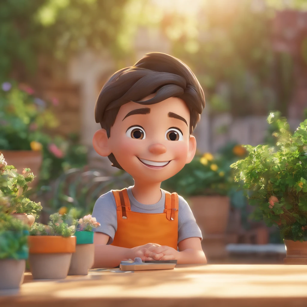 Lucas is a smiling 5-year-old human boy, And your loyal friends, bolts, Golden, Lying in the garden the sun was shining down and the weather was nice