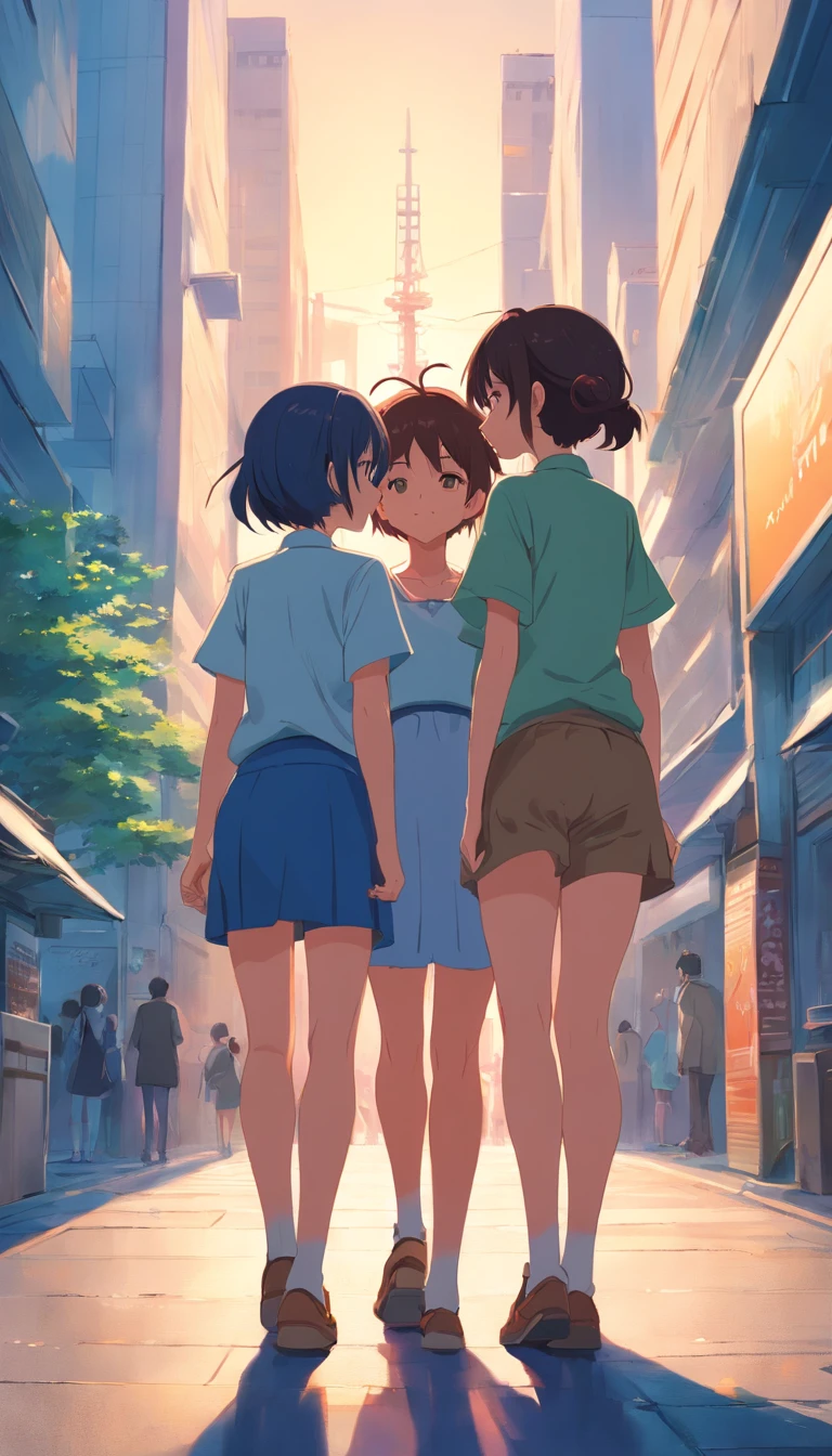 ((((Nudist girls run away))))、A lot of male friends wearing baseball caps are chasing after him、Group photo