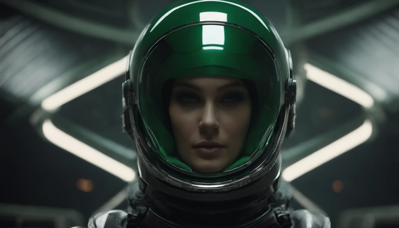 If you have a closed astronaut helmet and no face, perfect details, 16 k, unreal engine 5, ultra sharp focus, intrikate, SINISTER, Epic Art Masterpiece, TanvirTamim, artstation trend, making: artgerm, h. r. giger and beksinski, highly detaild, lively, All Green Screen Style Backgrounds, floating in space, In the Universe