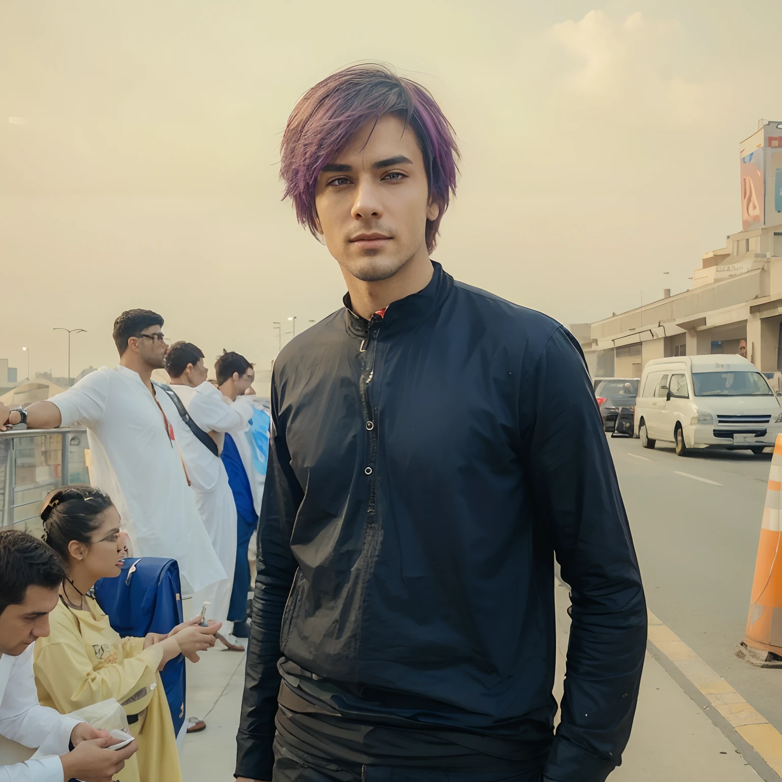 Change background cyberpunk handsome
be realtic face