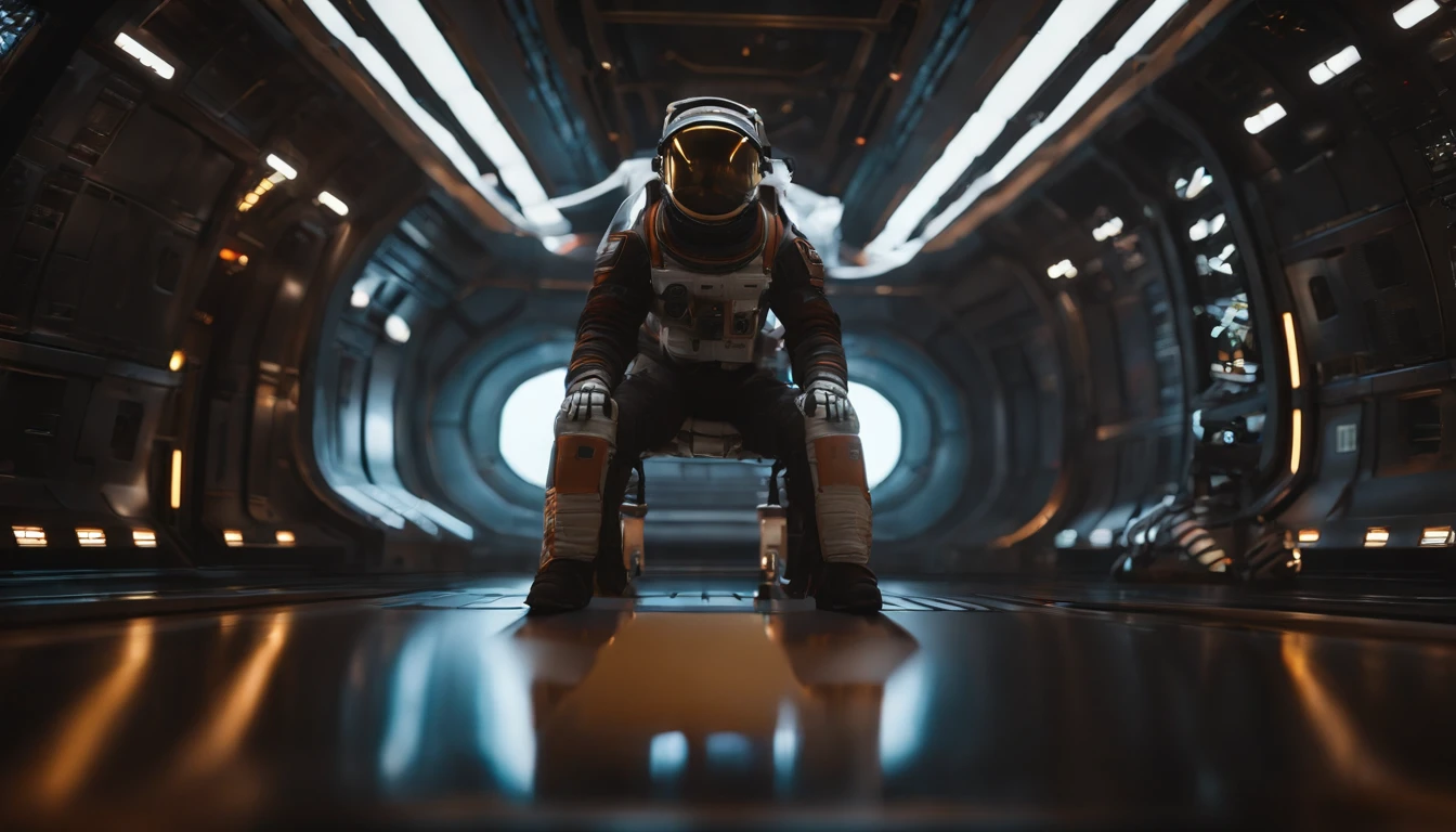 If you have a closed astronaut helmet and no face, perfect details, 16 k, unreal engine 5, ultra sharp focus, intrikate, SINISTER, Epic Art Masterpiece, TanvirTamim, artstation trend, Space suits hang inside the spaceship, Multiple spacesuits on display