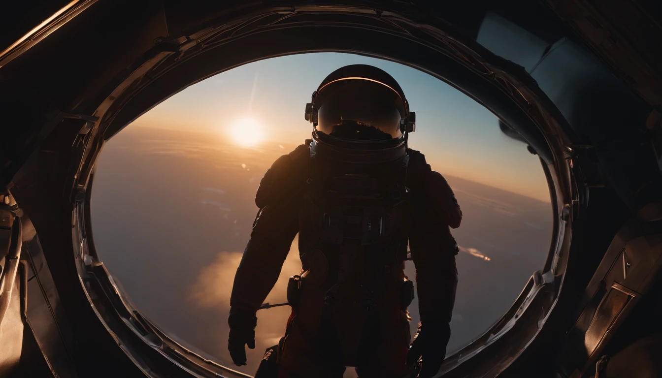 If you have a closed astronaut helmet and no face, perfect details, 16 k, unreal engine 5, ultra sharp focus, intrikate, SINISTER, Epic Art Masterpiece, TanvirTamim, artstation trend, Knocking on the window outside the ship, Outside the spaceship, floating in space, One Astronaut