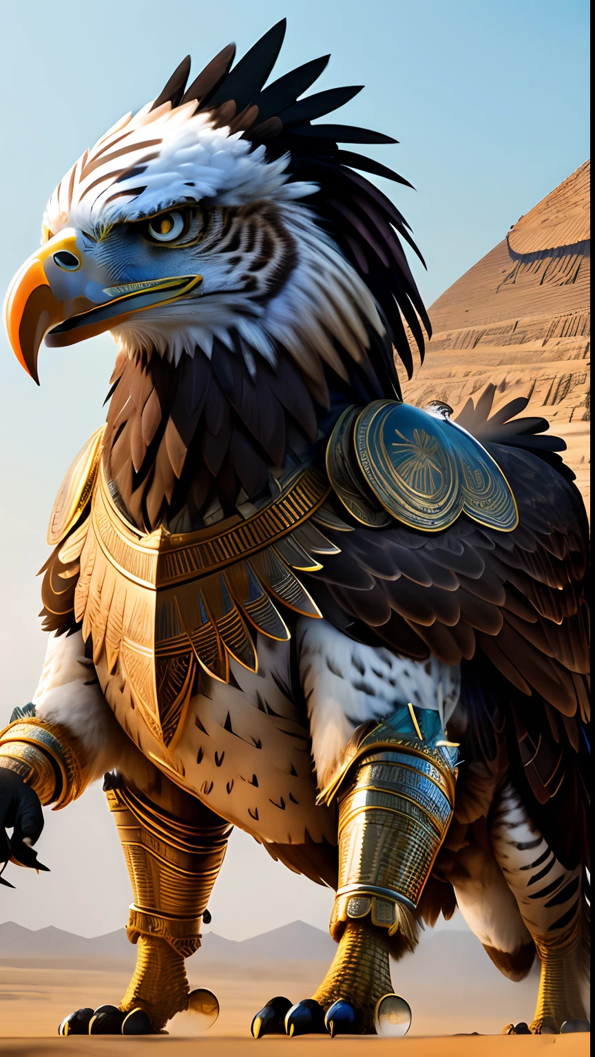 Animalrizz   (( eagle )) 10, masterpiece, highres, Absurd,photorealistic portrait, Parley_armature,Egypt,Pyramids, Cute Robot Tiger,In armor ,Wear Parley_armature, Massive futuristic armor, running, move,