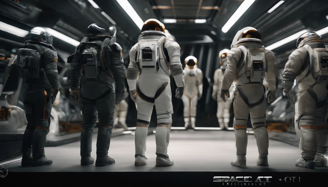 White Space Suit, If you have a closed astronaut helmet and no face, perfect details, 16 k, unreal engine 5, ultra sharp focus, intrikate, SINISTER, Epic Art Masterpiece, TanvirTamim, artstation trend, highly detaild, 5 Space Suits, 5 spacesuits hanging on hangers,