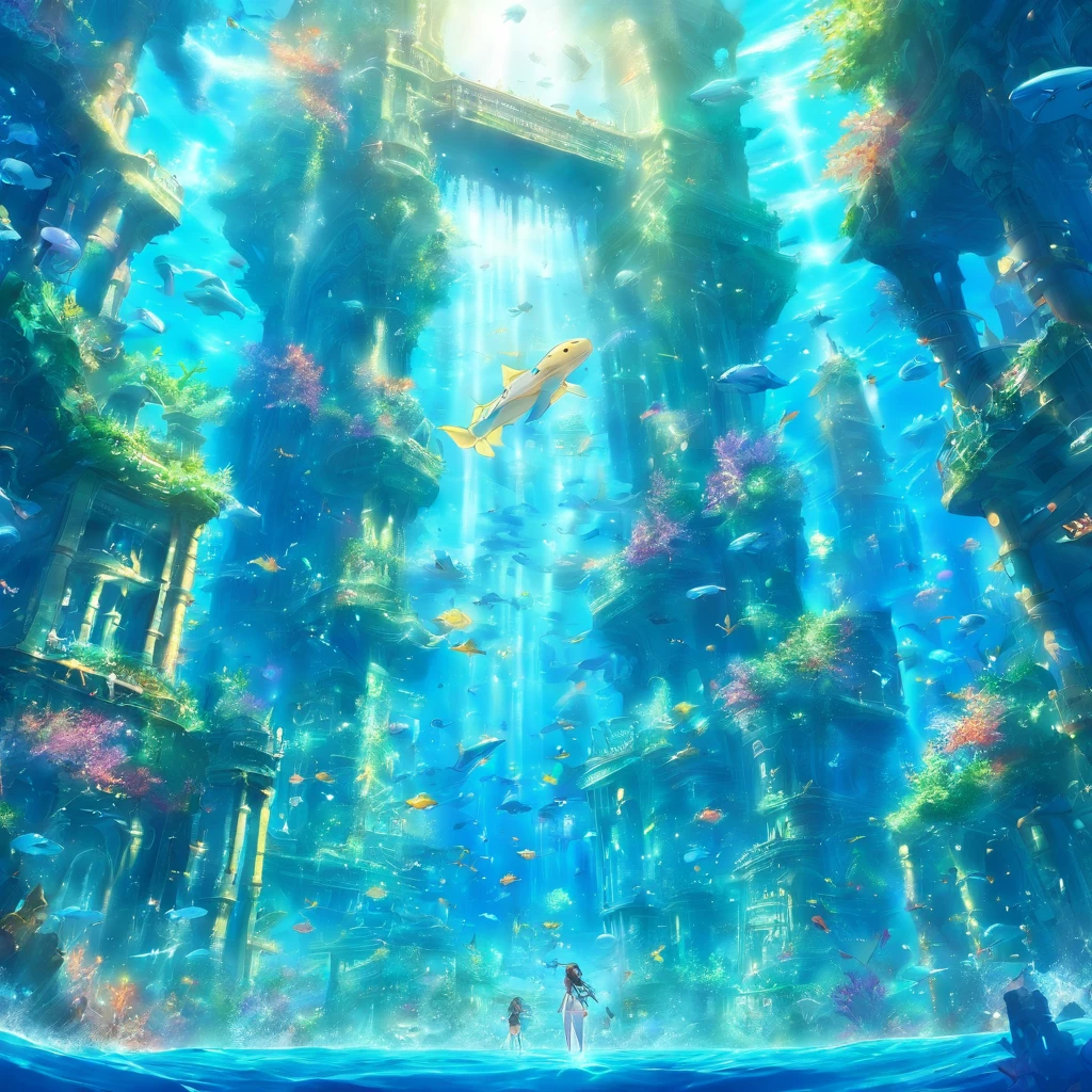an underwater city、Atlantis、Atlantis is underwater、Atlantis moves through the ocean、